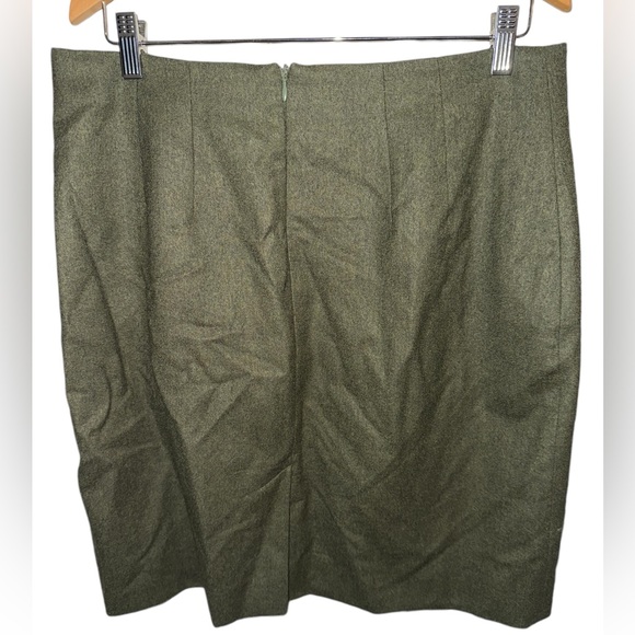 Lands End 100% wool olive green skirt midi length fully lined women’s size 16 - Picture 2 of 10